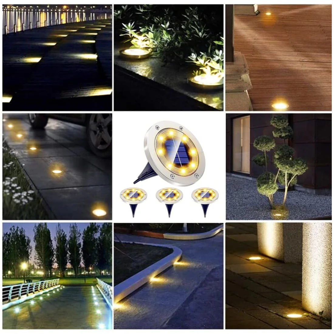 Solar Powered LED Garden Lights Waterproof Set of 4 Pieces