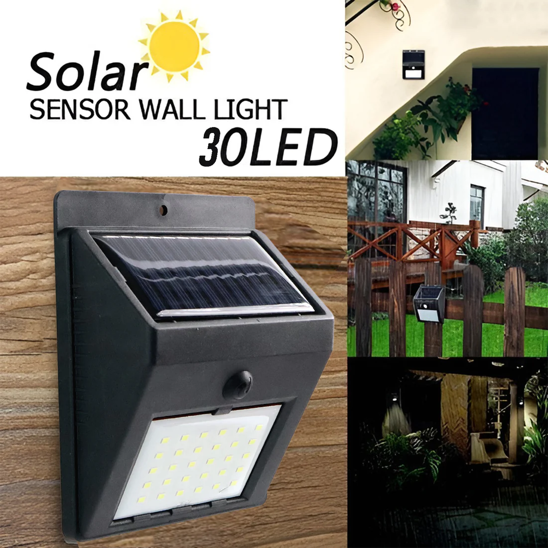 Solar Powered LED Wall Light for Outdoor Home Decoration