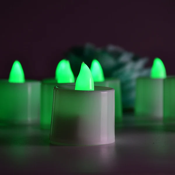 Green Flameless LED Tealight Candles Decorative Pack of 24