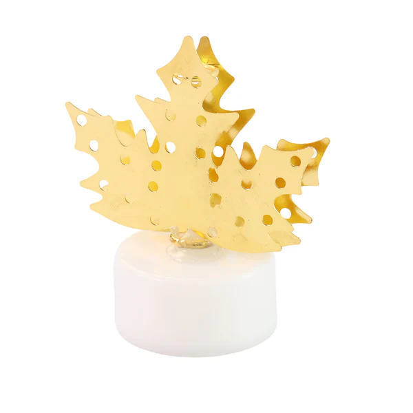 Decorative Gold Metal Leaf LED Diya Lamp for Diwali Decor