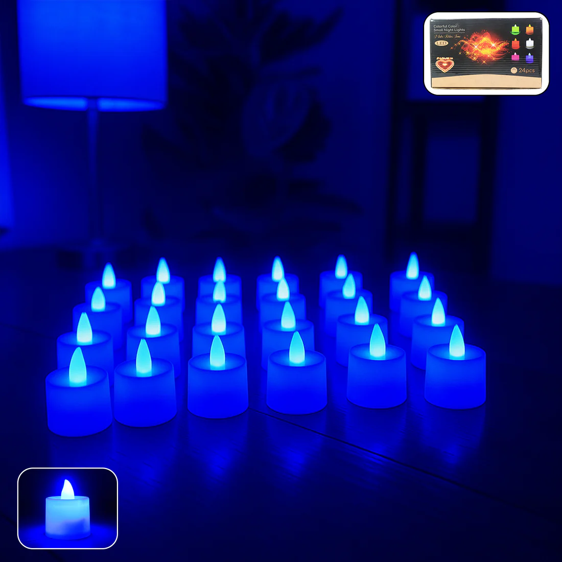 Blue LED Tea Light Candles Decorative Se...