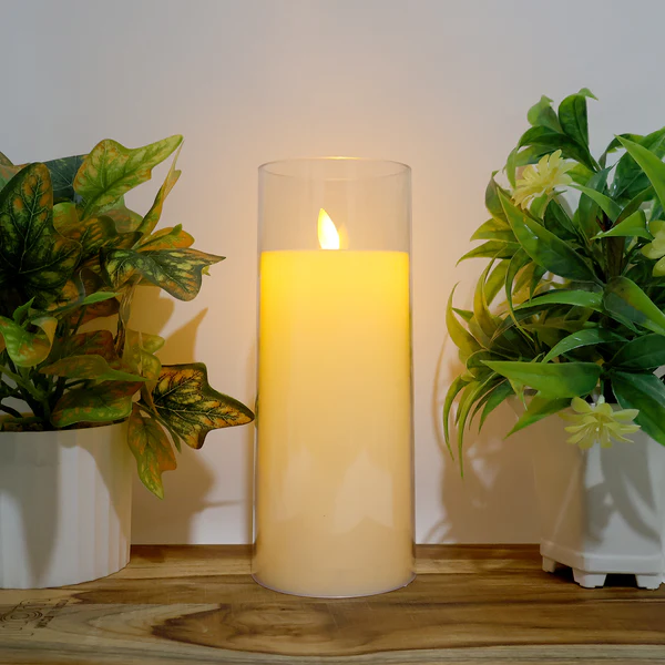 LED Flameless Candle Light with Flickering Flame Glass Cover