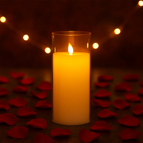 LED Flameless Candle Light with Flickering Flame Glass Cover