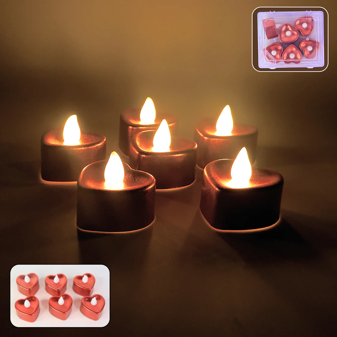 Heart Shape Flameless LED Decorative Can...