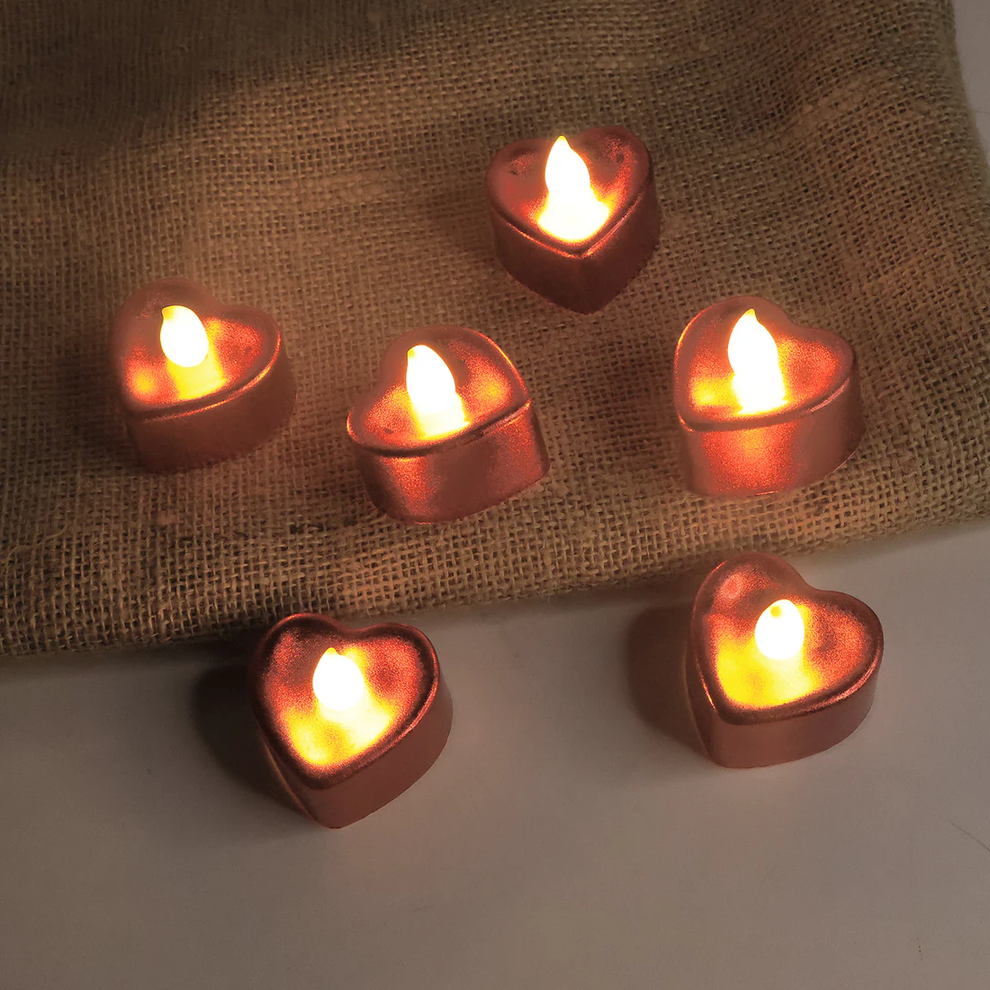 Heart Shape Flameless LED Decorative Candles Set of 6 Pieces