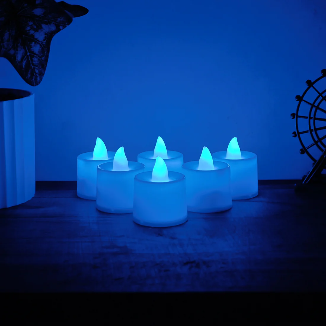 Blue LED Tea Light Candles Decorative Set of 6 Pieces