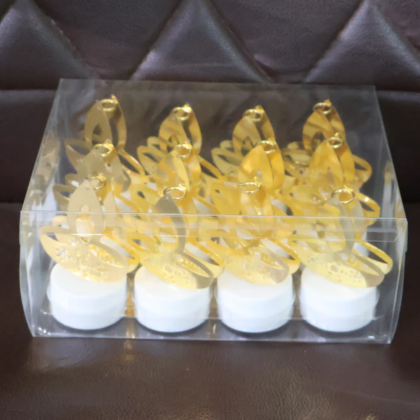 Golden Diya Shape LED Tealight Candles Decorative Set of 12