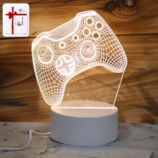 3D Illusion LED Night Lamp with Gaming C...
