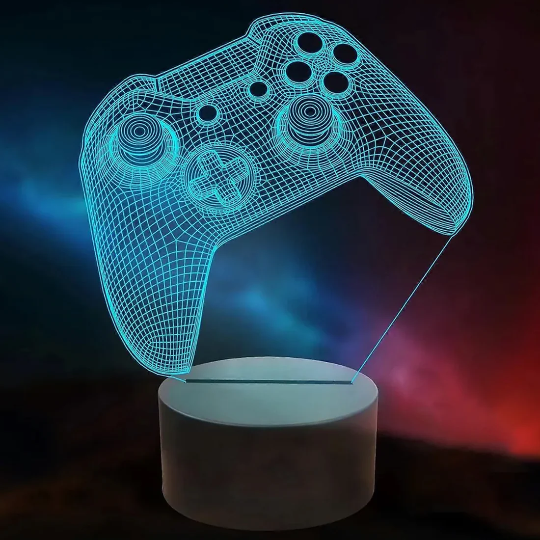 3D Illusion LED Night Lamp with Gaming Controller Design
