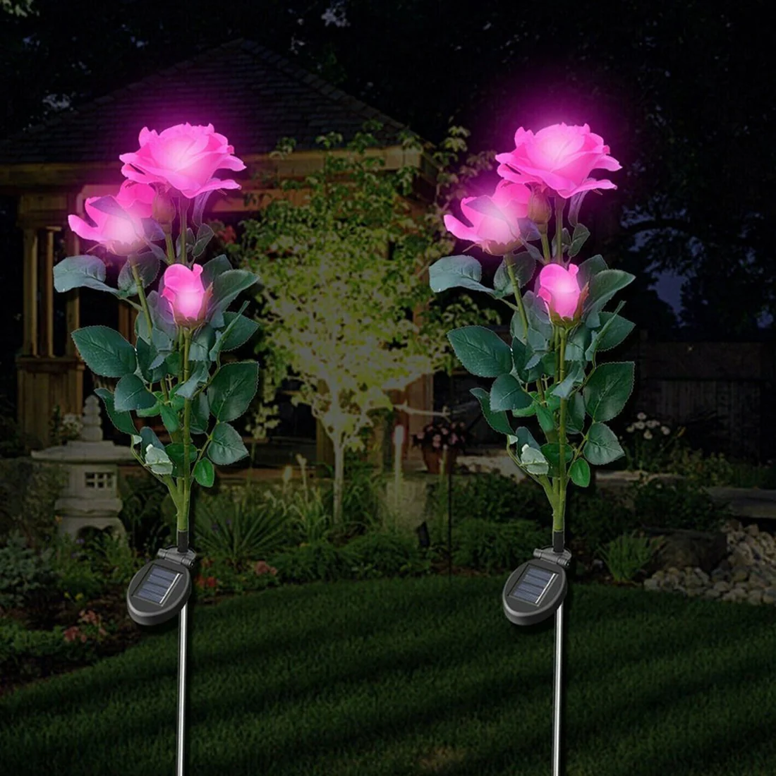 Solar Outdoor Rose LED Lights Waterproof...
