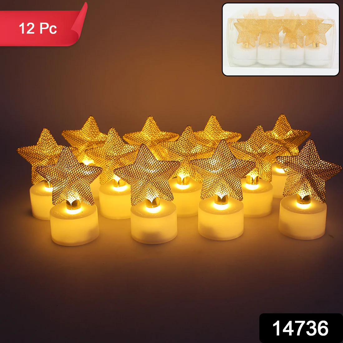 Decorative LED Star Candles for Home Decor Set of 12