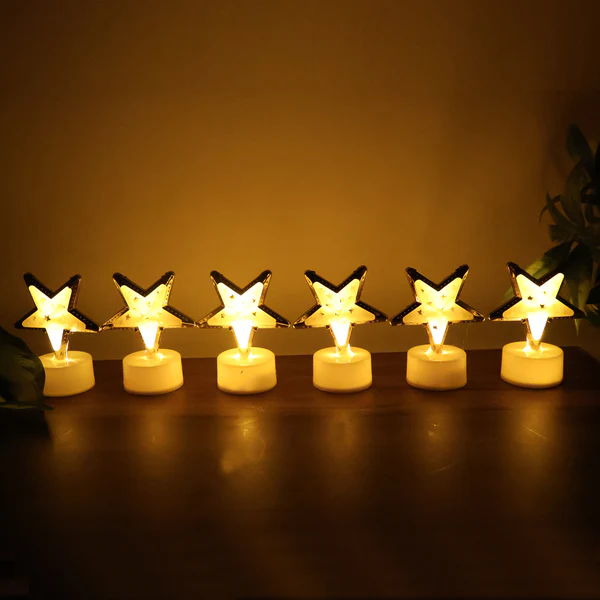 Star Shape Decorative Flameless LED Candles Set of 12 Pieces