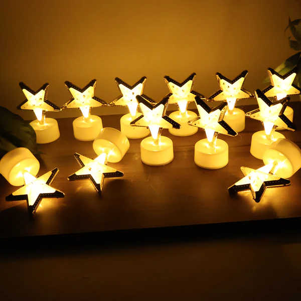 Star Shape Decorative Flameless LED Candles Set of 12 Pieces