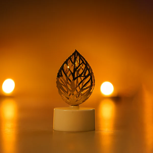 Golden Leaf Shape Decorative Flameless LED Candles Set of 12
