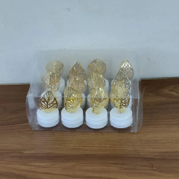 Golden Leaf Shape Decorative Flameless LED Candles Set of 12