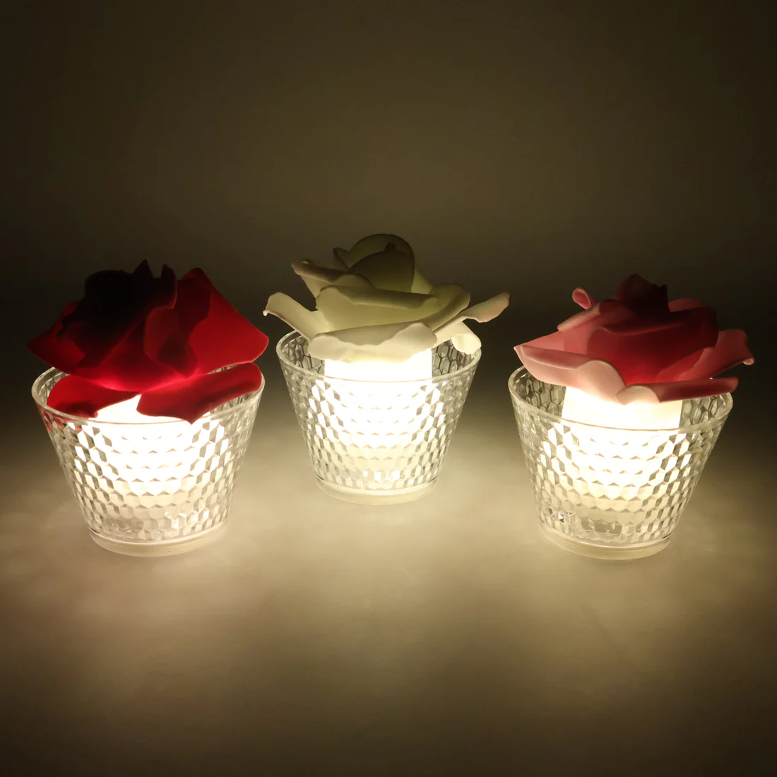 Rose Shape Decorative Flameless LED Candles Elegant Set of 12