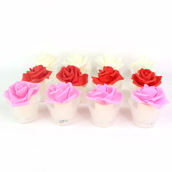 Rose Shape Decorative Flameless LED Candles Elegant Set of 12