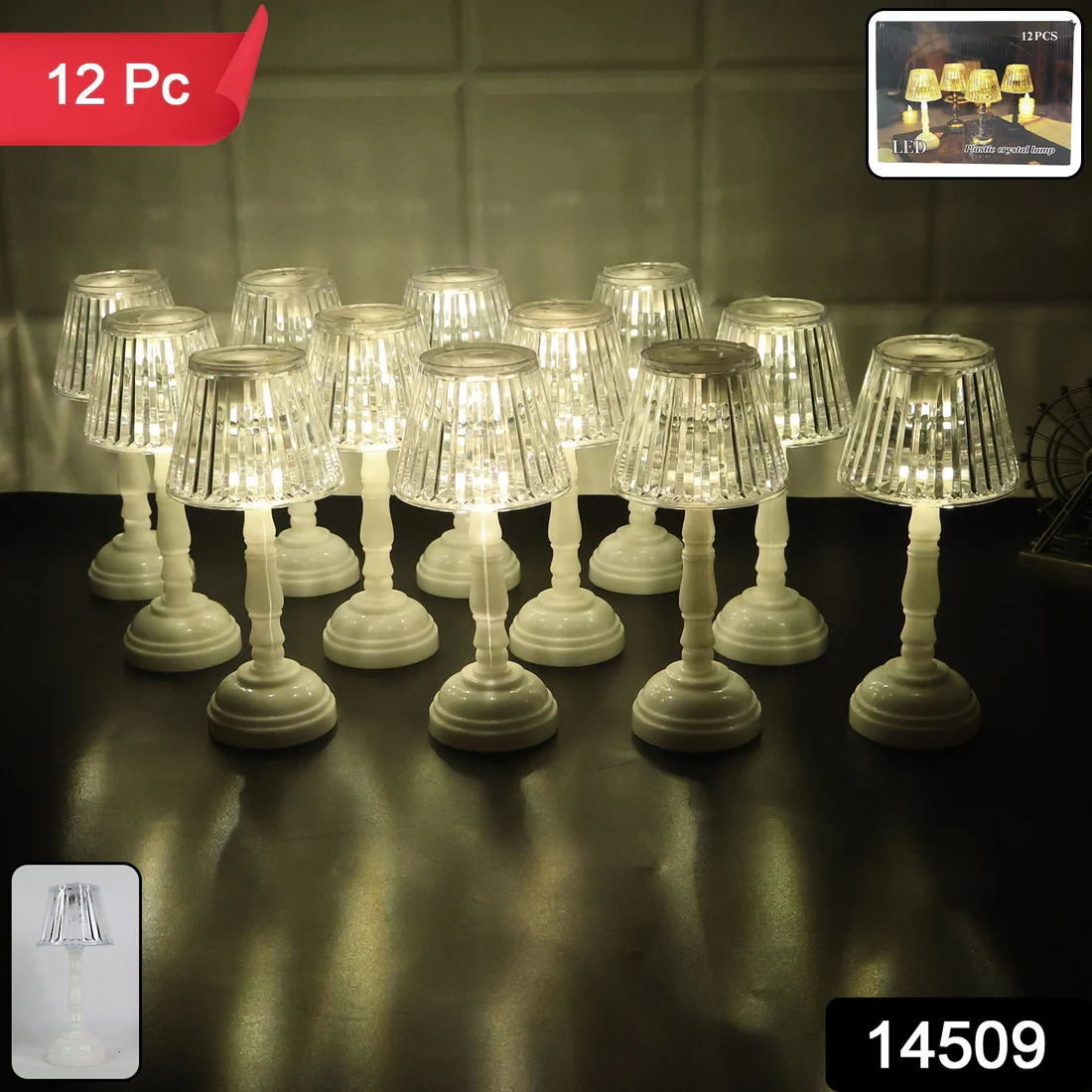 Decorative Crystal Style LED Table Lamps Premium Set of 12