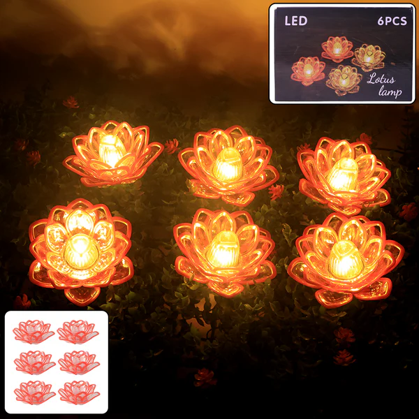 Lotus Shape LED Flameless Decorative Can...