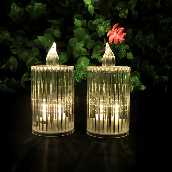 Premium Crystal Effect LED Flameless Candles Set of 8