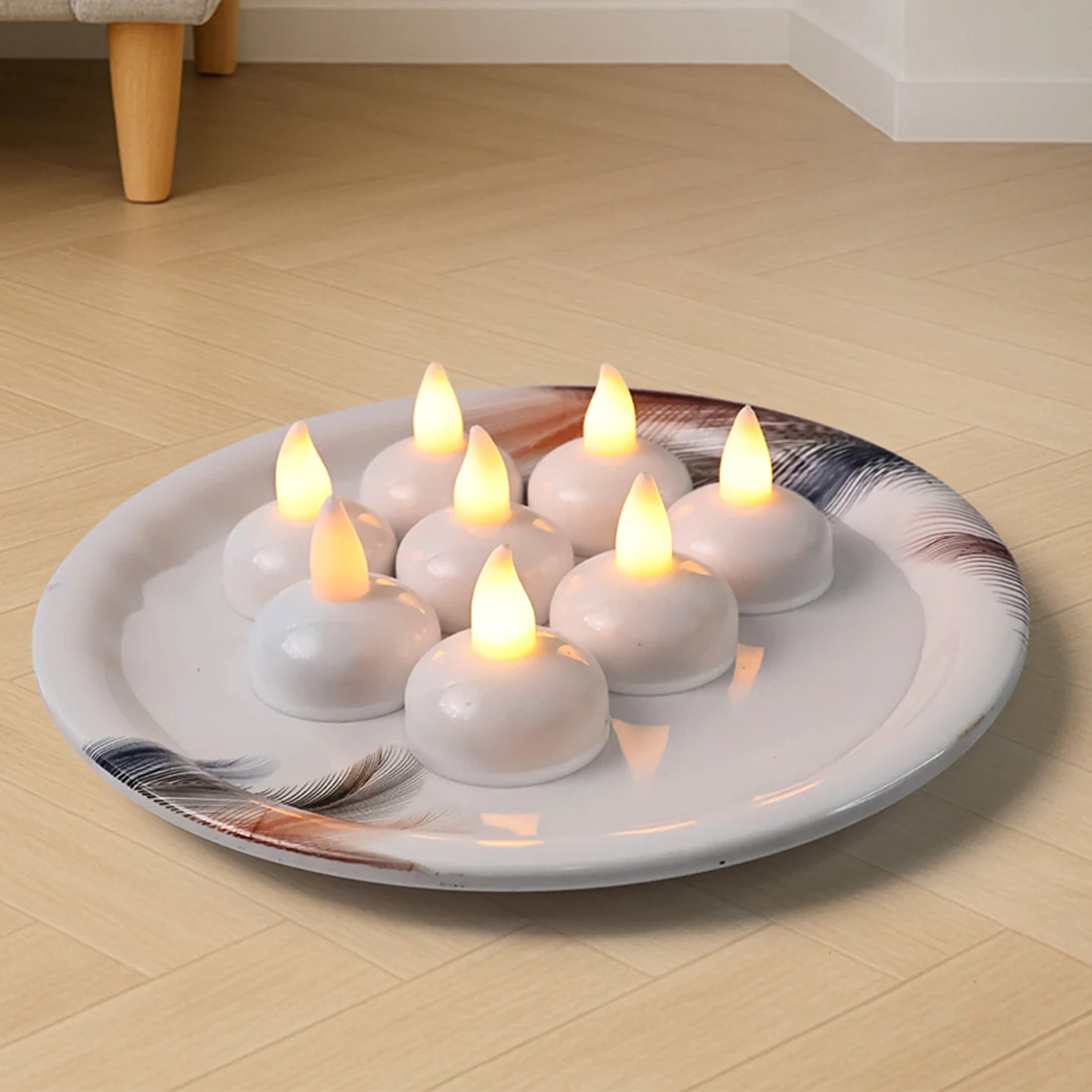 Round LED Flameless Tealight Candles Set of 8