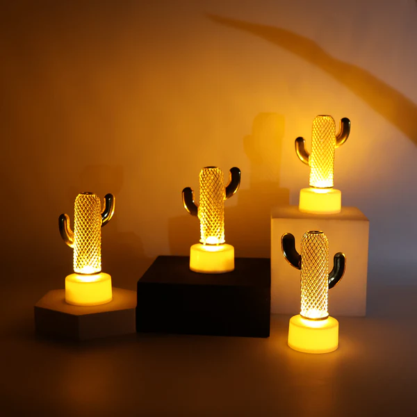 Decorative Cactus Shape Flameless LED Candles Set of 4