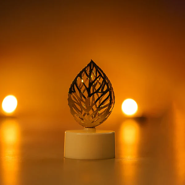 Golden Leaf Shape Flameless LED Candles Set of 4
