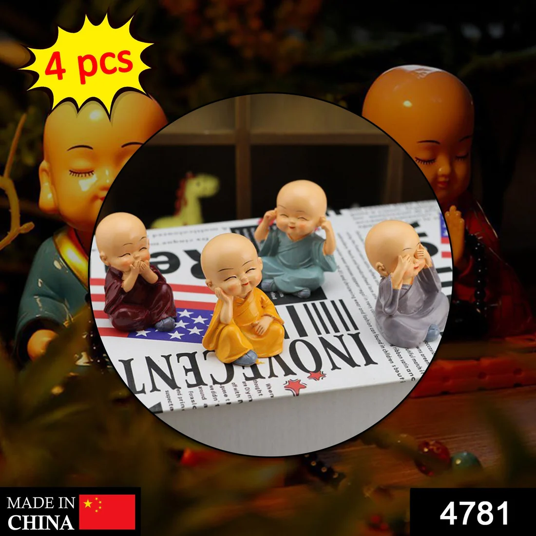 Baby Buddha Statue Set Decorative Showpiece for Home Office