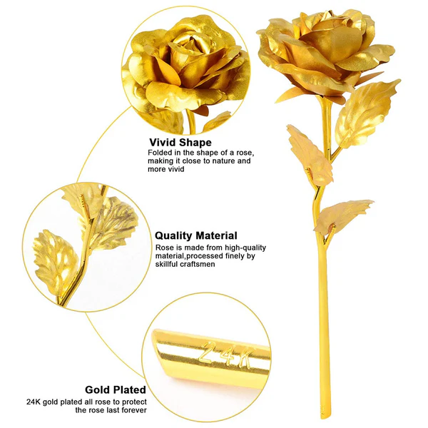 Golden Rose Decorative Flower Set for Home Office Cafe Decor
