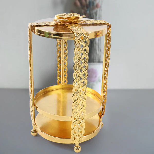 Multipurpose Golden Metal Candle Stand Decorative Showpiece