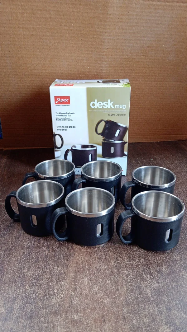 Apex Stainless Steel Desk Mug Set of 6