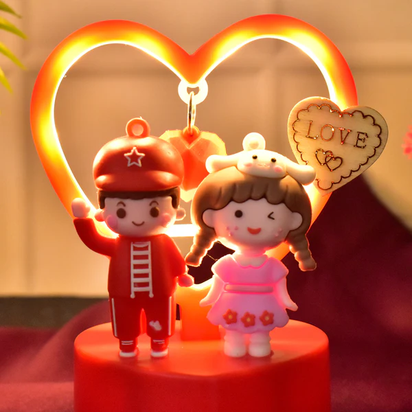 Cute Romantic Couple Love Showpiece with Heart Frame