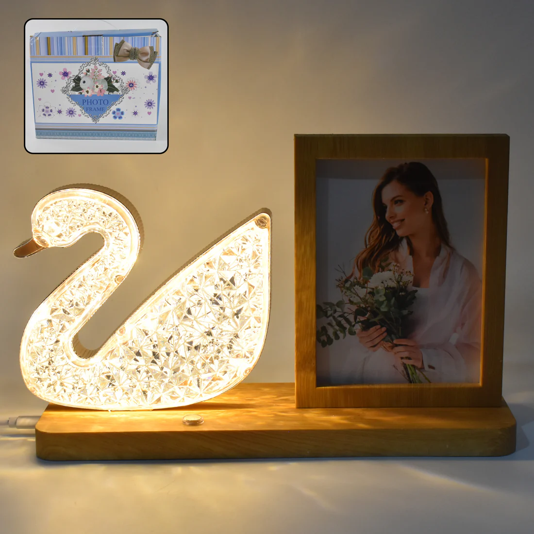 Duck Shape Crystal LED Lamp Photo Frame...