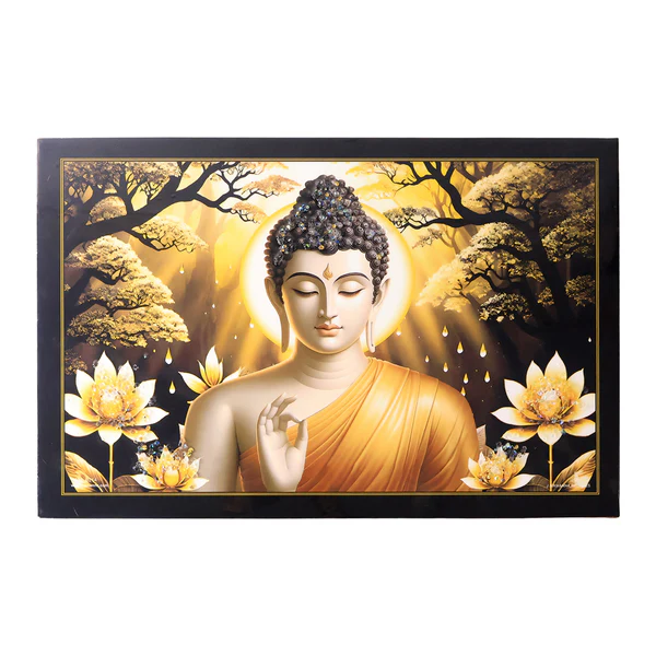 Decorative Lord Buddha Wall Painting with Wooden Frame