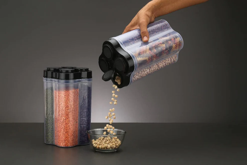4 Section Plastic Lock Food Storage Jar