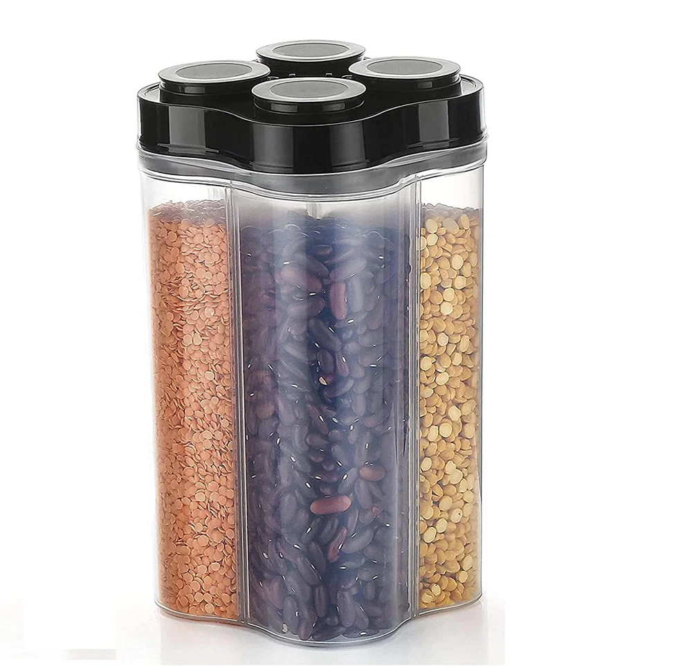 4 Section Plastic Lock Food Storage Jar
