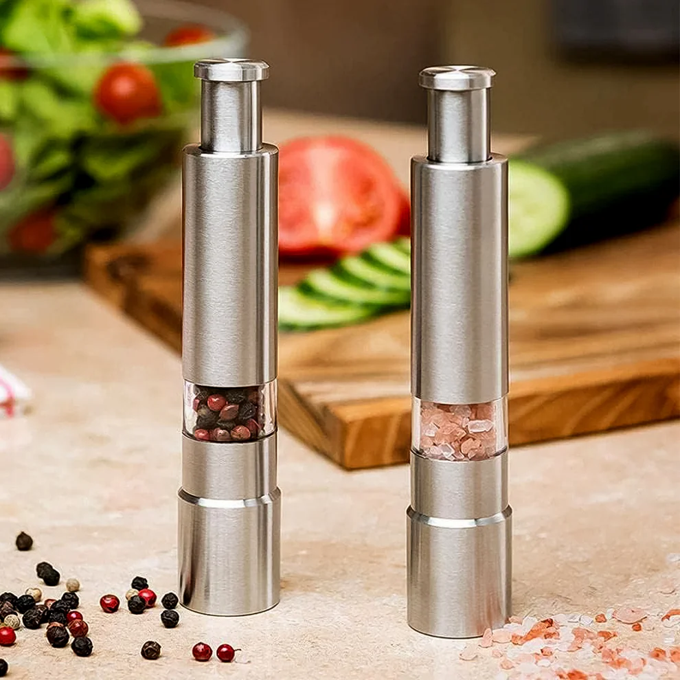 Stainless Steel Thumb Presser Salt Peppe...