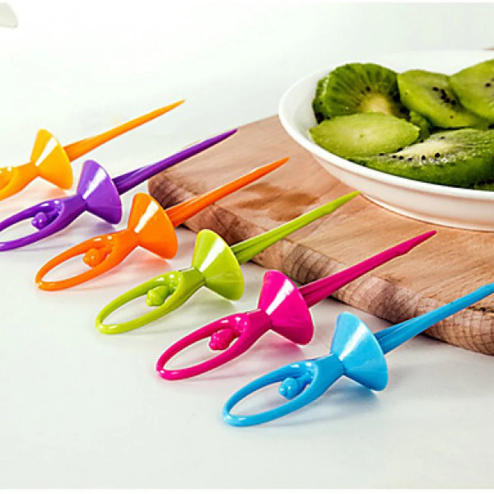 Dancing Doll Fruit Fork Set With Stand