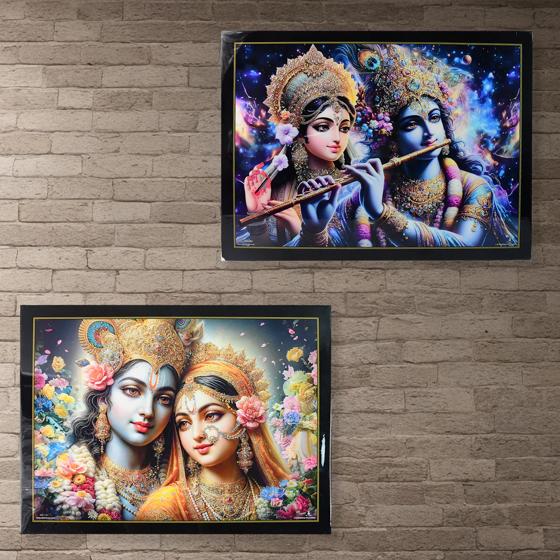 Radha Krishna Wall Painting with Wooden Frame Home Decor