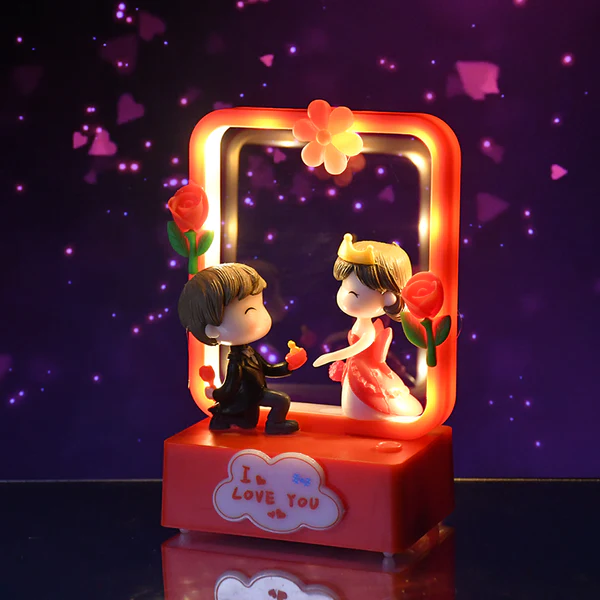 Romantic Couple Figurine with LED Light Decorative Showpiece