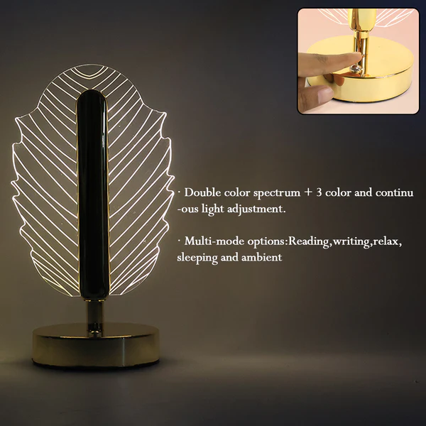 Premium Leaf Shape Crystal LED Table Lamp for Bedroom
