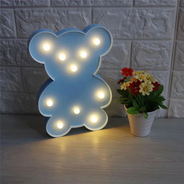 Cute Teddy Bear Shape LED Night Light for Kids Room