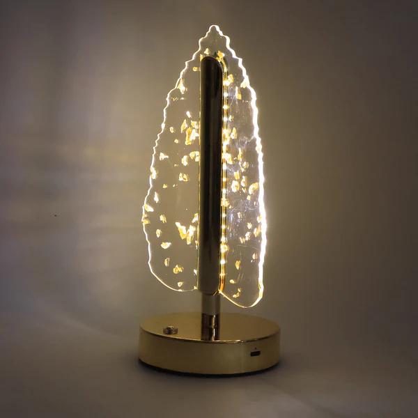 Premium Golden Crystal Leaf Shape LED Table Lamp