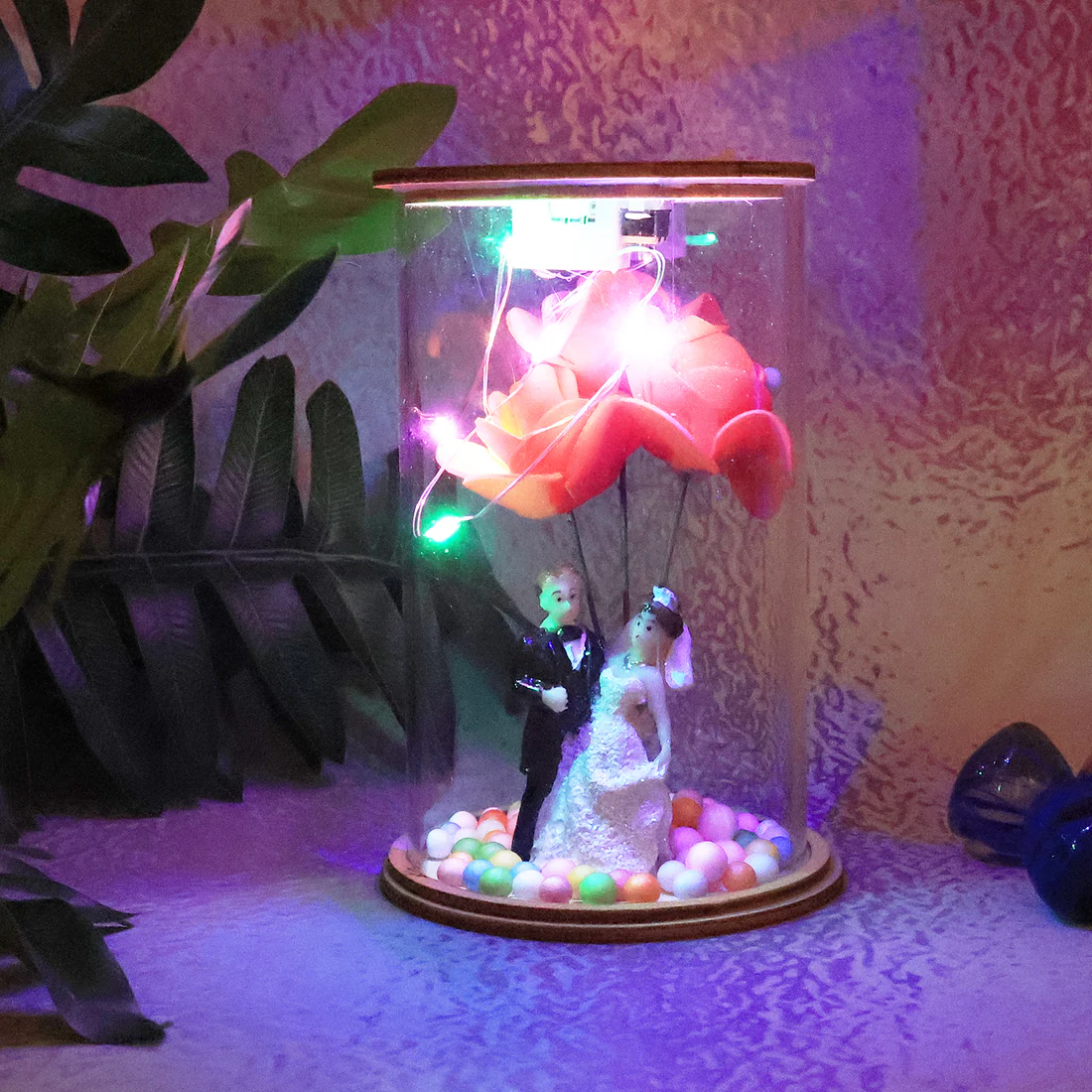 Wedding Couple Showpiece with LED Rose Lamp