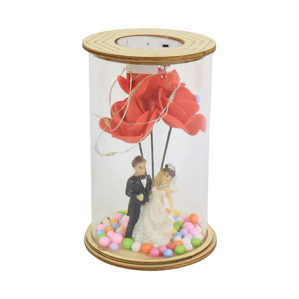 Wedding Couple Showpiece with LED Rose Lamp