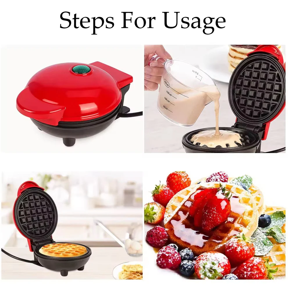 Mini Waffle Maker Machine Non Stick Easy Clean Design