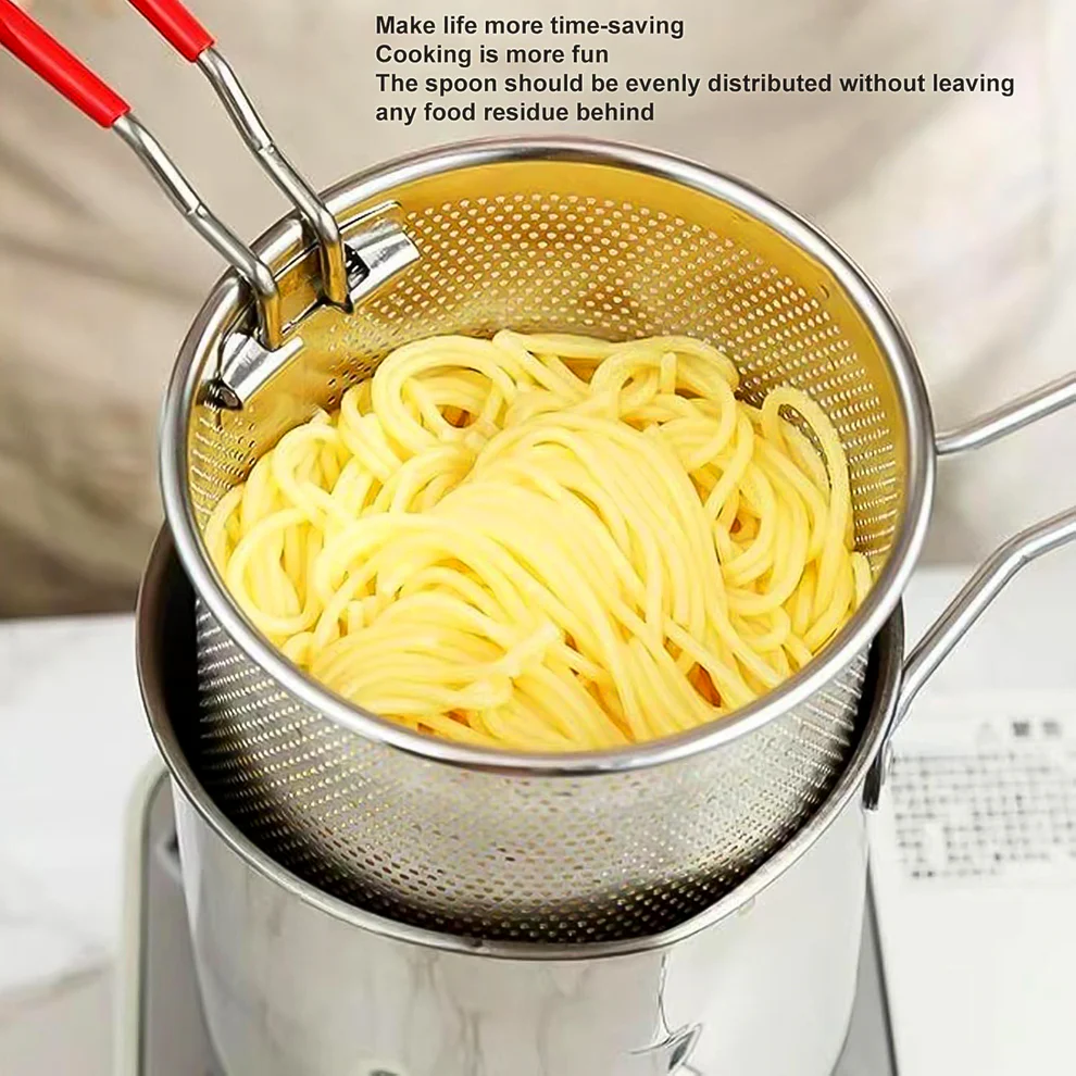 Small Deep Frying Pot with Strainer Basket 1200 ml
