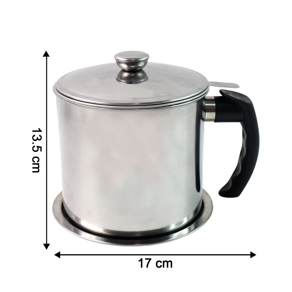 Stainless Steel Oil Strainer Pot with Lid Filter Mesh