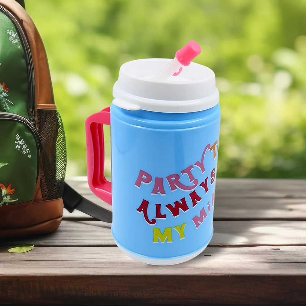 Insulated Mug With Lid Handle And Straw 709ml