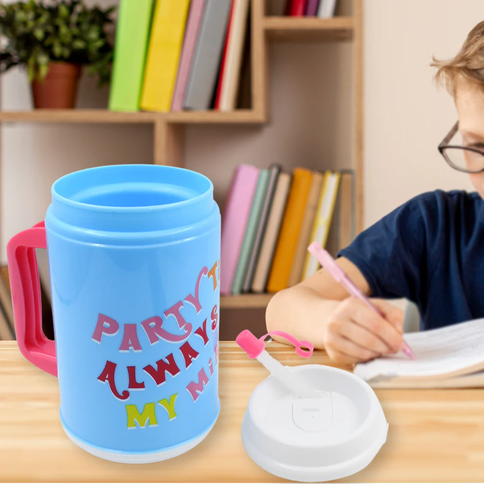 Insulated Mug With Lid Handle And Straw 709ml